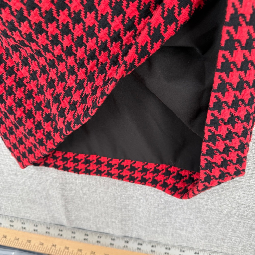 Lini Red Houndstooth Surplice Sleeveless‎ Sheath Dress Sz M Party Mini Cocktail - Picture 10 of 14